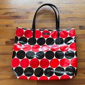 Kate Spade Red and Black Polka Dot Bon Shopper Tote